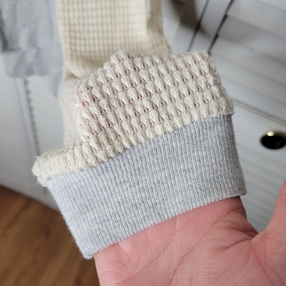 Knox Rose Mixed Media Ribbed Knit/Lace/Waffle Knit Long Sleeve Boho Top PLUS XXL - Picture 5 of 10